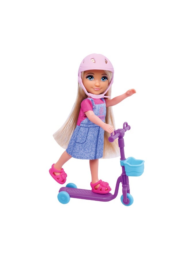 Mira Doll with Baby Girl & Scooter 11.5-inch Mira doll and 5-inch doll picnic series, scooter, camera, balloons - Image 3